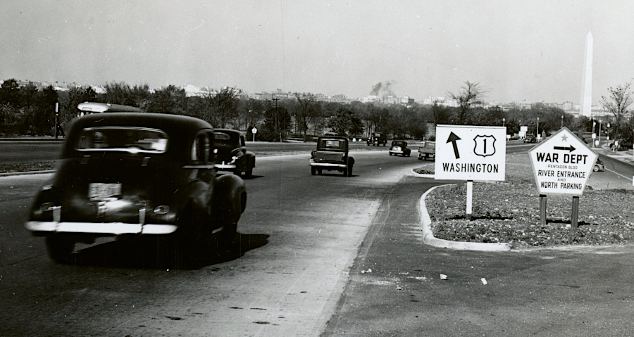 at least one early traffic sign was shaped like the Pentagon