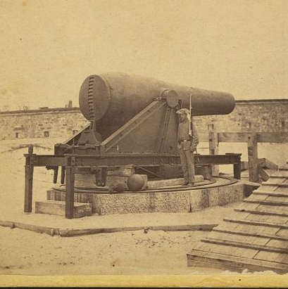 during the Civil War, massive guns at Fort Monroe were intended to block Confederate ships from using Hampton Roads
