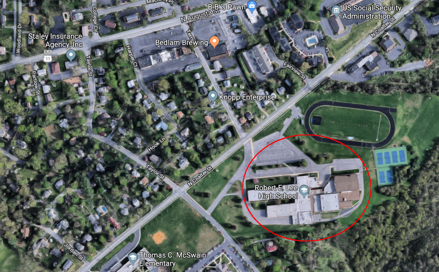 in August 2019, GoogleMaps still identified Staunton's high school as Robert E. Lee High School