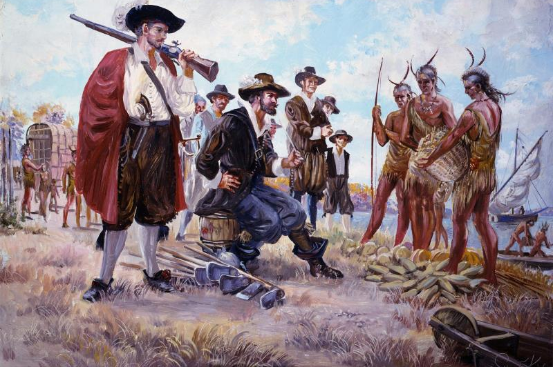 Native Americans and English traders both came armed, and did not assume every deal would be negotiated peacefully
