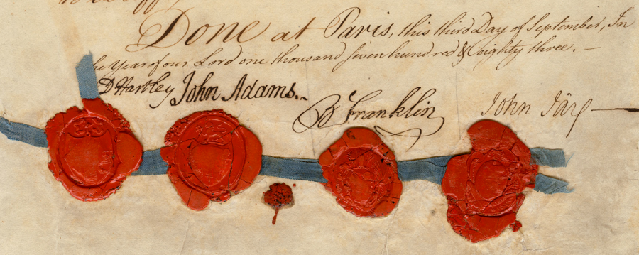 John Adams, Benjamin Franklin, and John Jay signed the Treaty of Paris, which ended the Revolutionary War in 1783