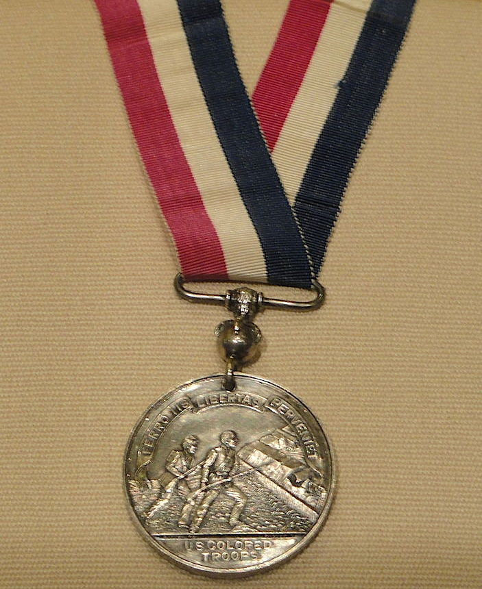 the valor of the US Colored Troops in the 1864 Battle of New Market Heights was honored by special medals