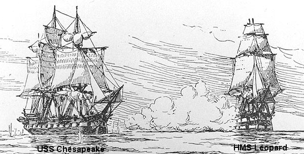 the British assault on the USS Chesapeake (built at Gosport Navy Yard) led to an American embargo on trade with England and ultimately the War of 1812