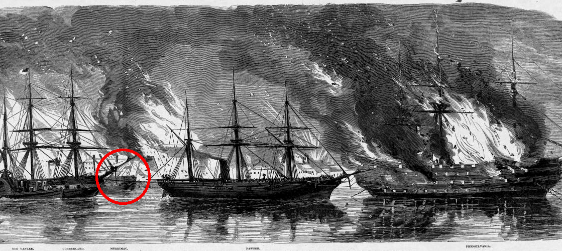 the USS Merrimack was just one of the warships burned by the Federal Navy in 1861