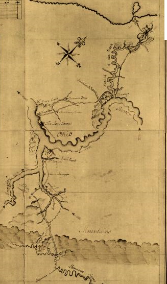 George Washington's hand-drawn map of his trip to Fort Le Boeuf, to warn the French to leave the Ohio River valley