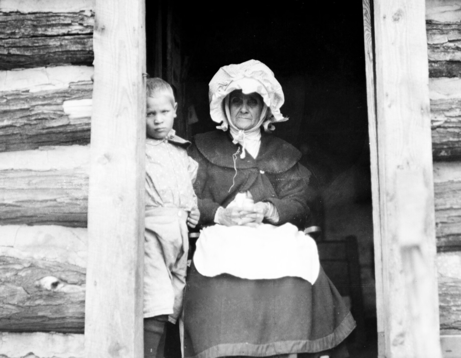 grandmother in cabin at Bear Mountain