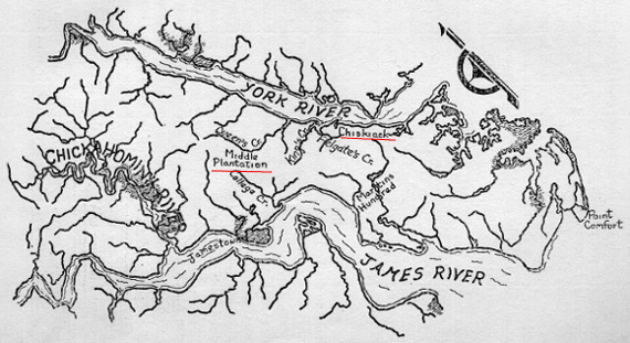 after the 1622 attack, the English settled Kiskiack (Chiskiack) and planned barricades to exclude Native Americans from the eastern portion of the Peninsula, ultimately leading to the settlement at Middle Plantation in 1634