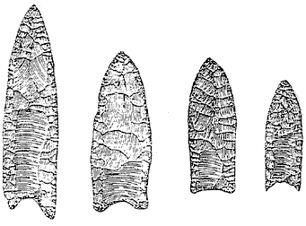 Clovis points with distinctive flute etched out in the center starting at the bottom