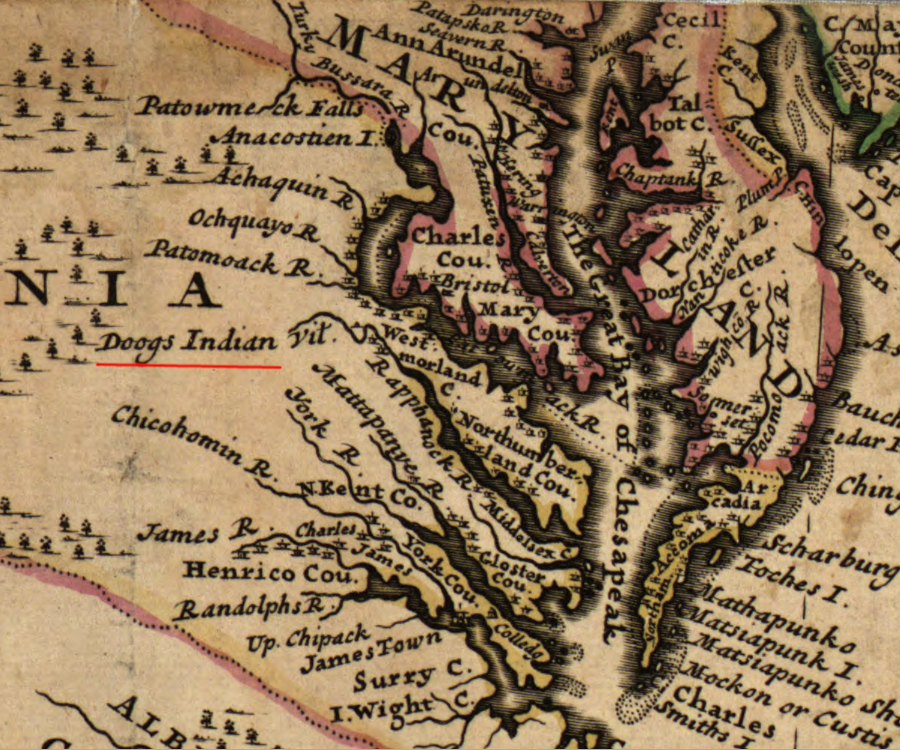 a 1731 map showed the Doogs living upstream of the Fall Line