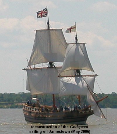 reconstruction of Godspeed, one of three English ships that sailed up the James River in 1607
