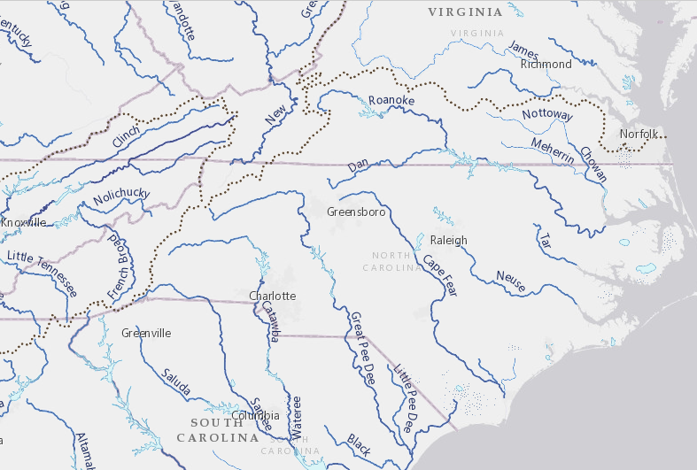 trading south and west of the James River altered Native American communities along the Occaneechi Path from modern-day Petersburg to Charlotte, long before settlers occupied lands in the Roanoke, New, Cape Fear, and Yadkin/PeeDee watersheds