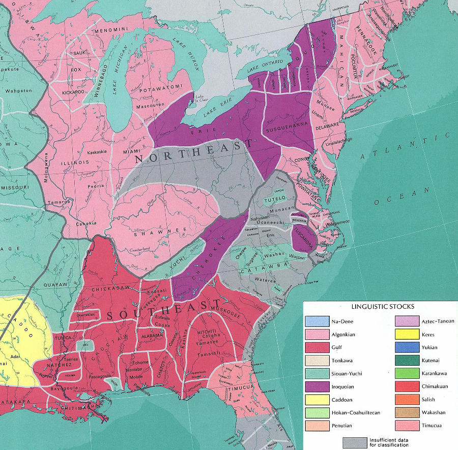 languages that may have developed in specific homelands were carried to new locations by migrations of different Native American groups