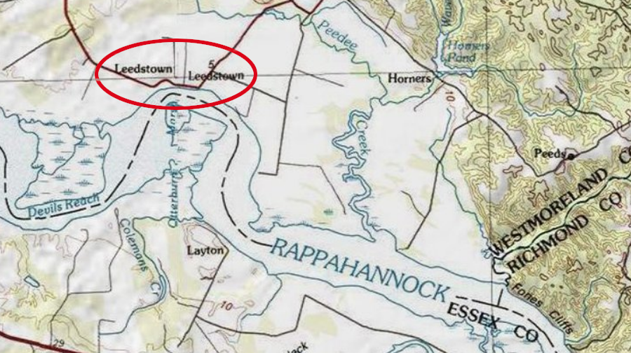 John Smith mapped Pissaseck at the site of modern-day Leedstown, in Westmoreland County