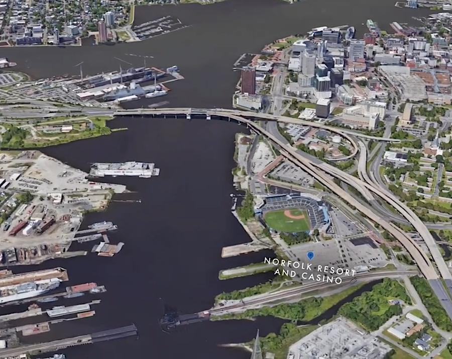 the Pamunkey planned to build the Norfolk casino between the Amtrak station and Harbor Park