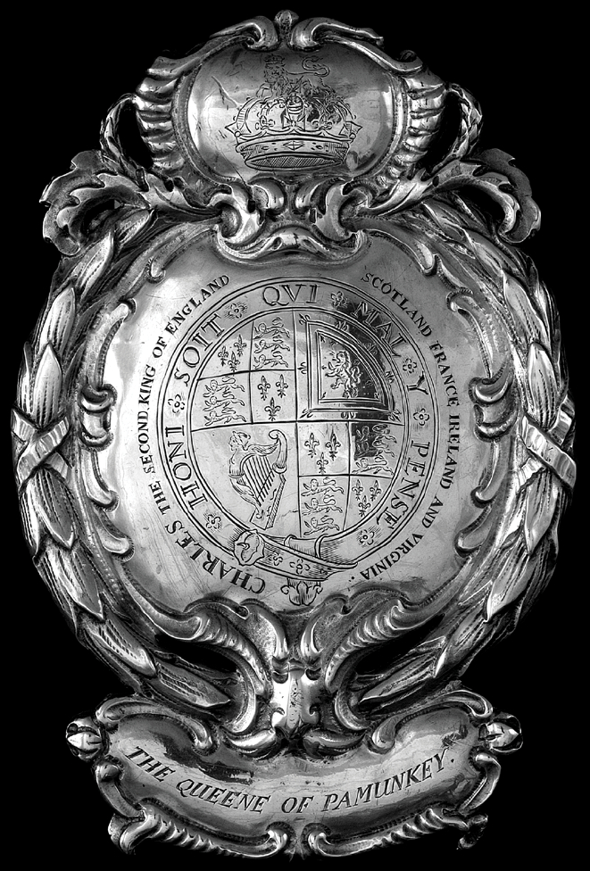 silver frontlet presented to Cockacoesqua, the Queen of Pamunkey, after 1677 treaty reaffirming the tribe's tributary status