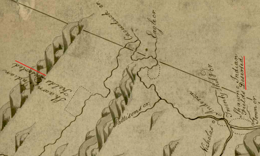 when surveyors determined the final boundaries of the Fairfax Grant in 1747, the Shawnee had already moved west across the Alleghenies and the old towns along the river were deserted