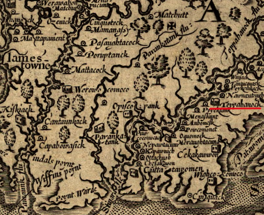 in December 1607, John Smith met the Rappahannocks at their capital town of Topahanocke