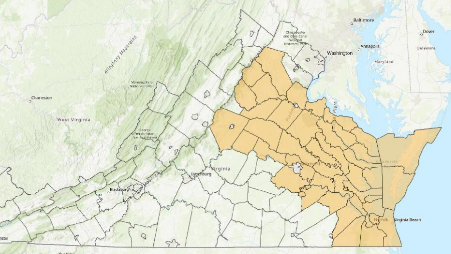 Virginia has defined a geographic area where the Upper Mattaponi tribe should be consulted on state projects