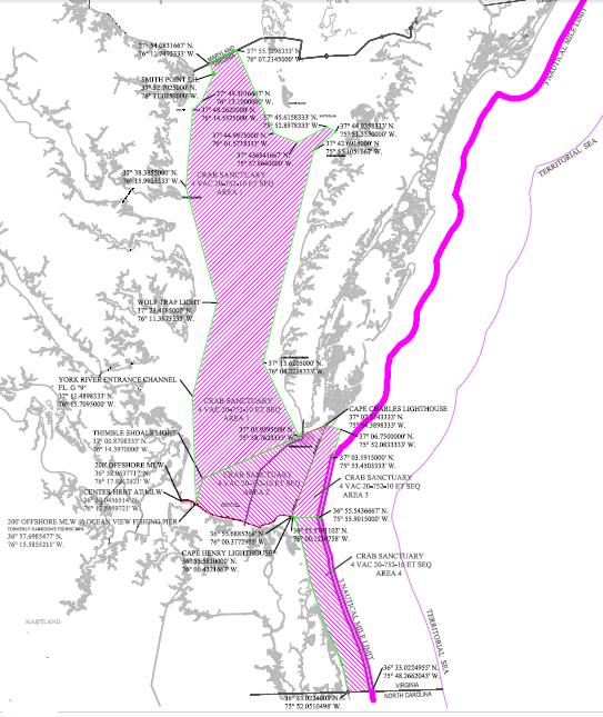 by 2012, the Virginia Marine Resources Commission had expanded substantially the boundaries of the Virginia Blue Crab Sanctuary