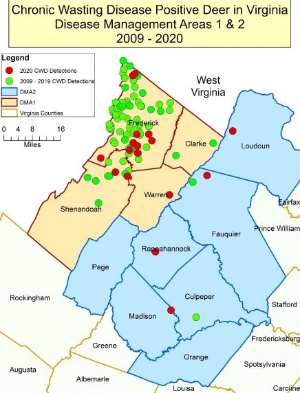 Chronic Wasting Disease crossed from West Virginia into Frederick County in 2009, and then spread