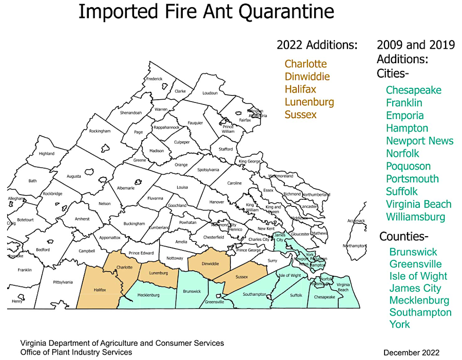 the quarantine zone for fire ants was expanded again in 2022