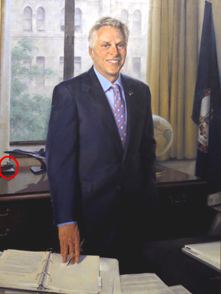 in his official portrait, Gov. Terry McAuliffe included an alligator