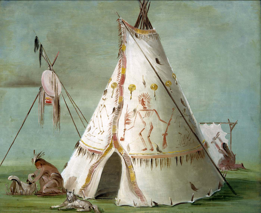 teepees made from animal skins were common on the Great Plains where trees and swamp reeds were scarce, but in Virginia the Native Americans used deer skins for clothing and to make leather straps (and later sold deer skins to English colonists)