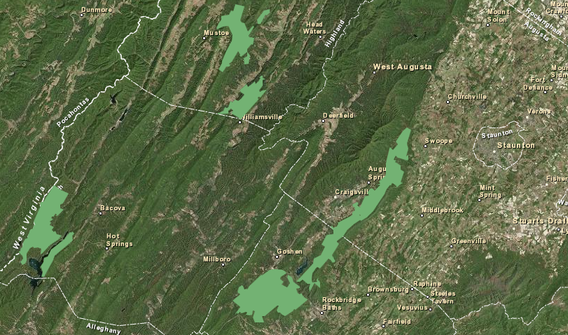 the Valley and Ridge physiographic province west of Staunton is especially rich in state Wildlife Management Areas