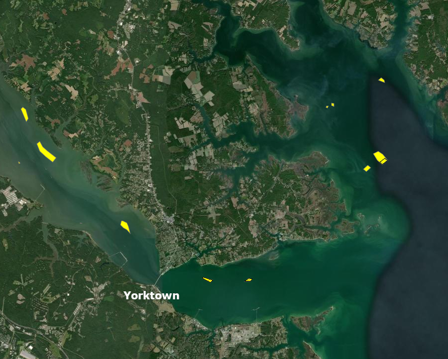 salinity in the York River is too low for large oyster reefs upstream of Yorktown Naval Weapons Station