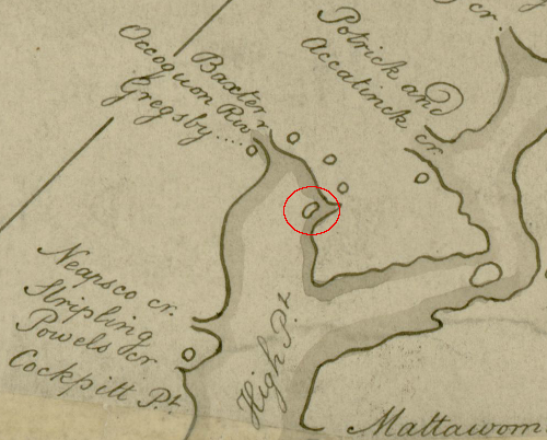 the Moyumpse (Doeg) tribe occupied an island at the mouth of the Occoquan River