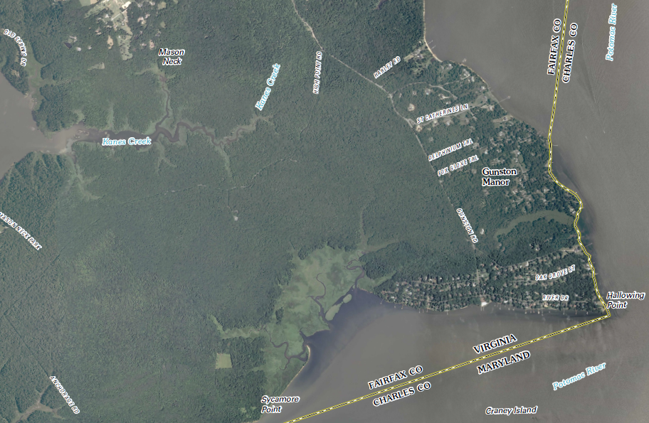 most of Mason Neck peninsula remained undeveloped in 2011