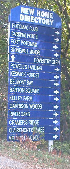 new home directory sign - Minnieville Road near Cardinal Drive