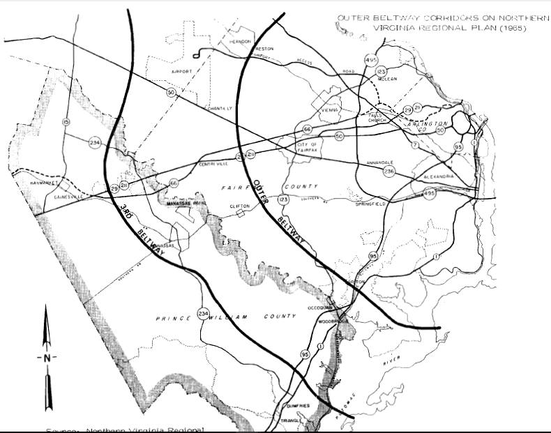 in 1973, Prince William County still planned for construction of the Outer Beltway in Fairfax County and a Third Beltway in Prince William
