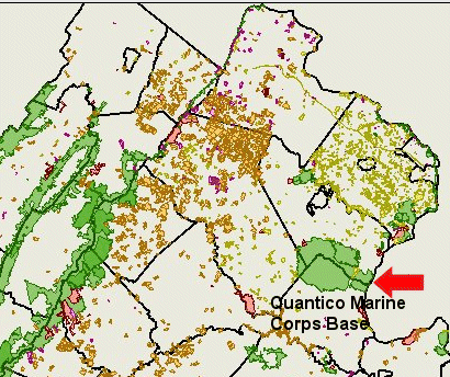 state's map of conserved lands in Northern Virginia