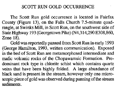 Virginia Minerals item on Scott's Run gold
