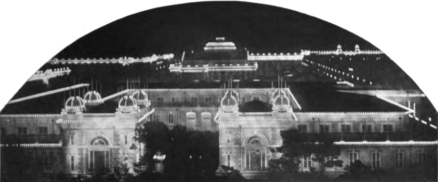 electric lights illuminated buildings at the Jamestown Exposition in 1907