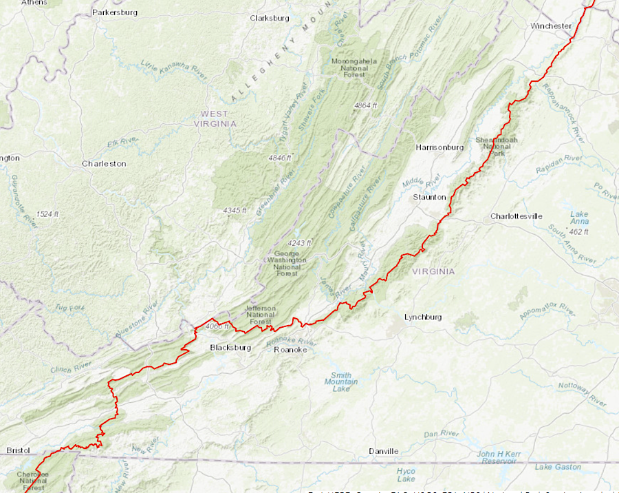 there are 554 miles of the Appalachian Trail in Virginia, more than in any other state