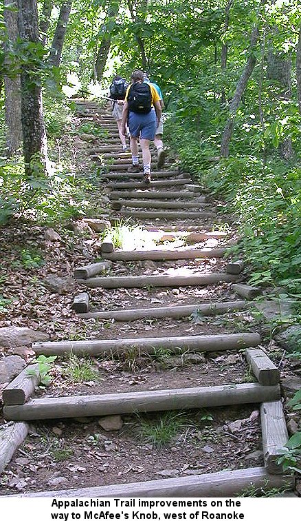 Appalachian Trail improvements on the way to McAfee's Knob, west of Roanoke