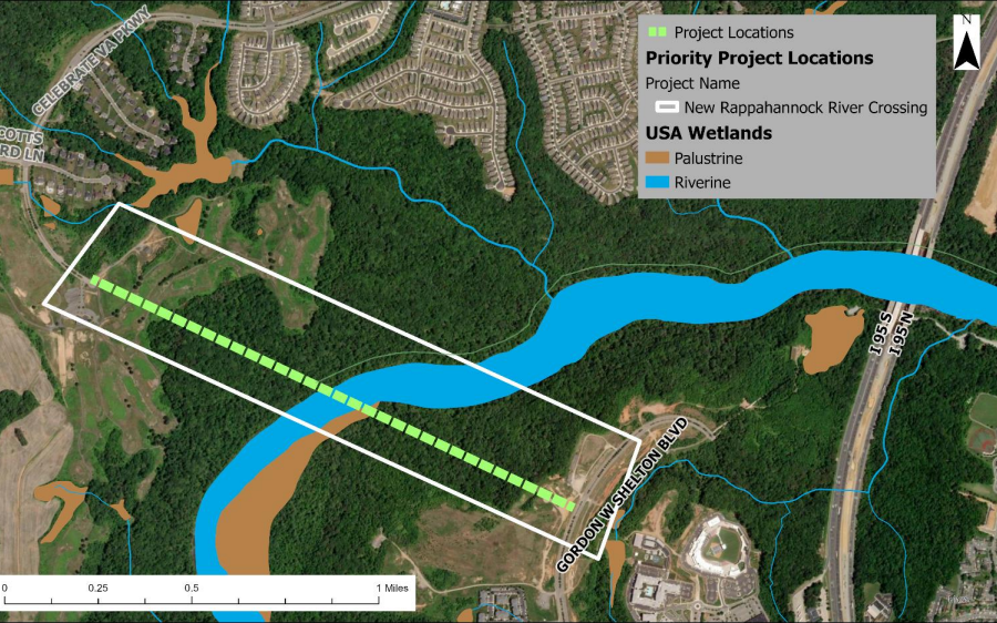 the Cannon Ridge property could be affected by construction of a new bridge across the Rappahannock River, extending Celebrate Virginia Parkway ultimately to Route 3