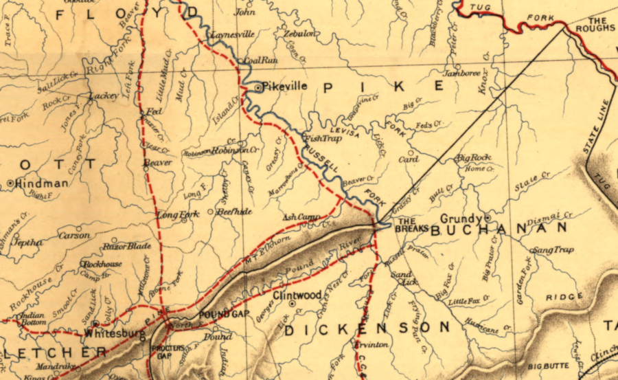 the Clinchfield Railroad crossed the Virginia-Kentucky border at The Breaks