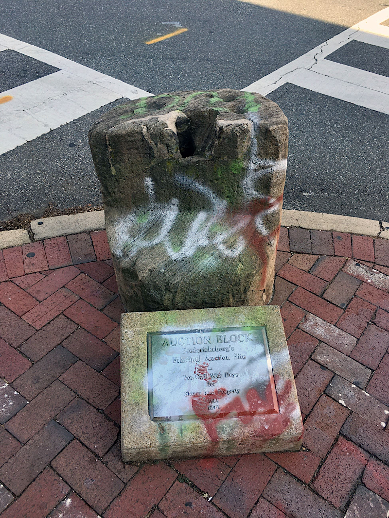 graffiti added during Black Lives Matter protests in 2020 will remain on the slave auction block