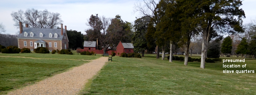 the slave quarters at Log Town in the woods west of the mansion at Gunston Hall are mentioned in some interpretive signs, but none of those pine log structures were re-created like other wooden outbuildings