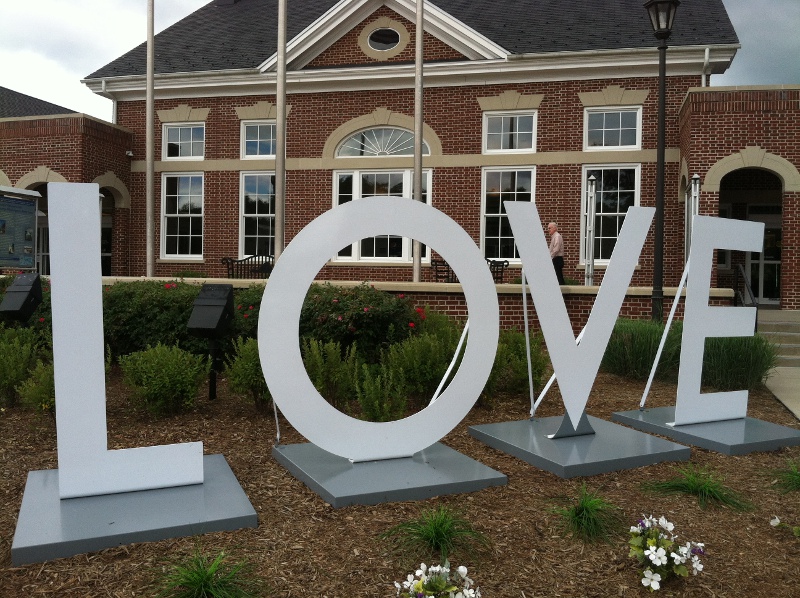 LOVE artwork at I-95 Visitor Center near Fredericksburg, 2012