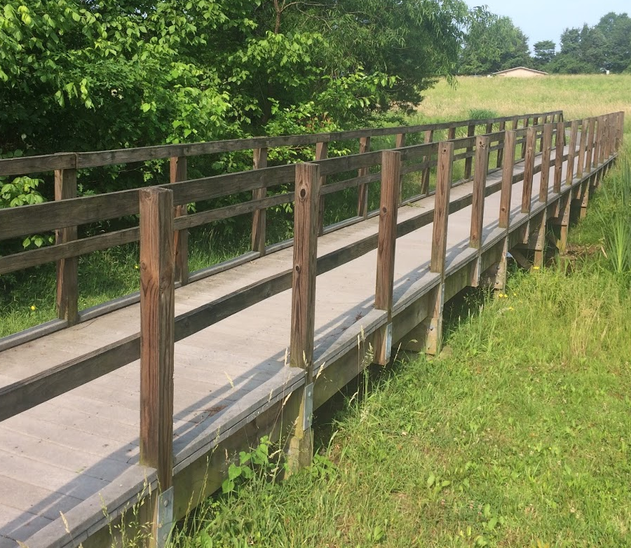 the fully-accessible trail to the Brawner farmhouse includes a bridge over an intermittent stream