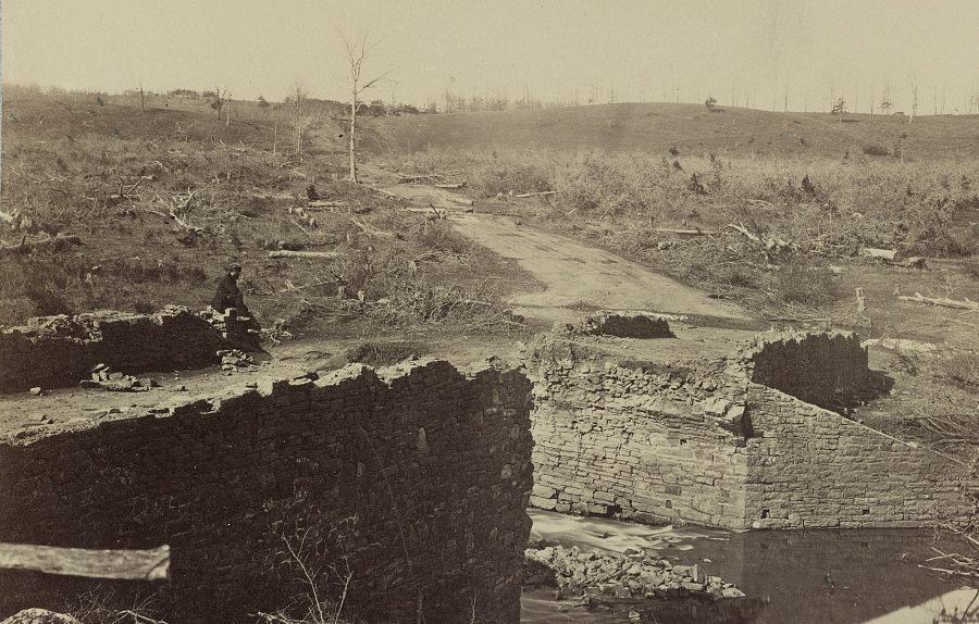 the Stone Bridge over Bull Run was destroyed when Confederate forces evacuated Northern Virginia in March, 1862