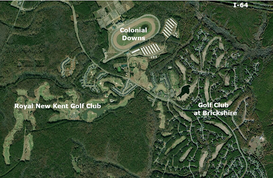 the Golf Club at Brickshire was surrounded by houses, in contrast to the Royal New Kent Golf Club