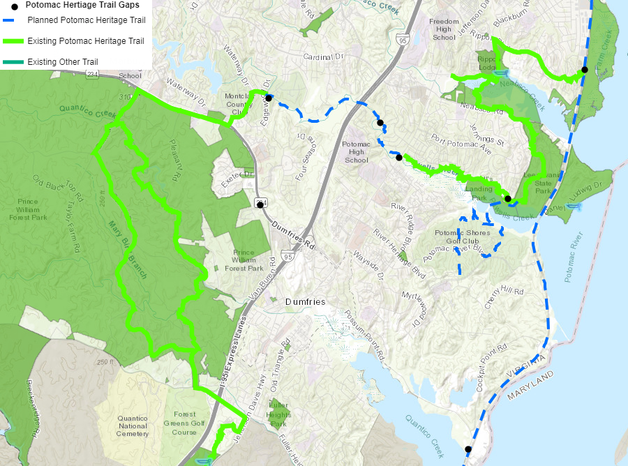 more miles of trails are planned than completed in Prince William County