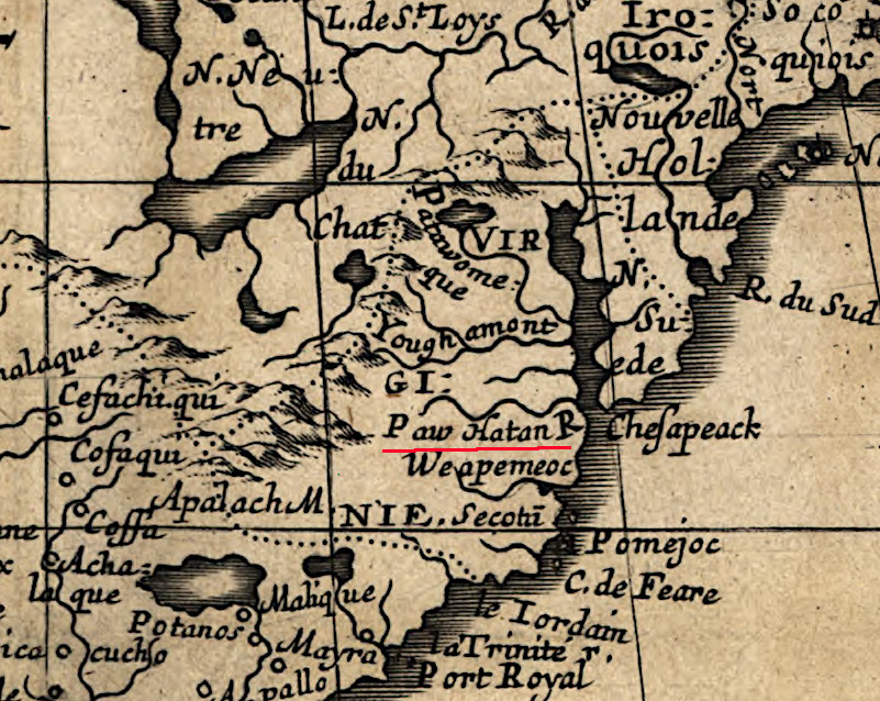 French maps in 1650 showed the Powhatan rather than the James River