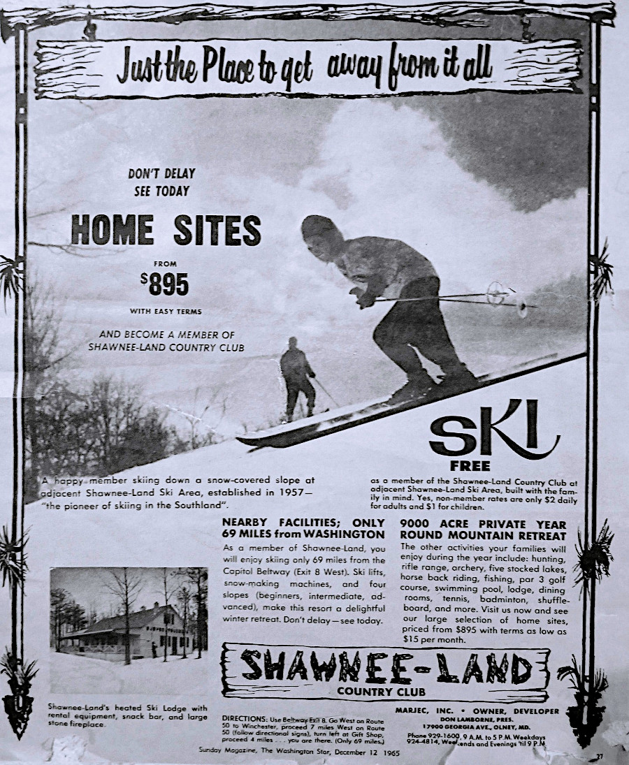 the ski resort which opened in 1958 at Shawneeland was part of a real estate project to sell subdivision lots