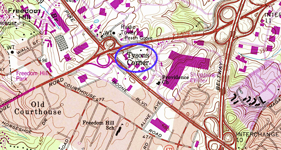 on Federal maps, there has never been an apostrophe in Tysons Corner/Tysons